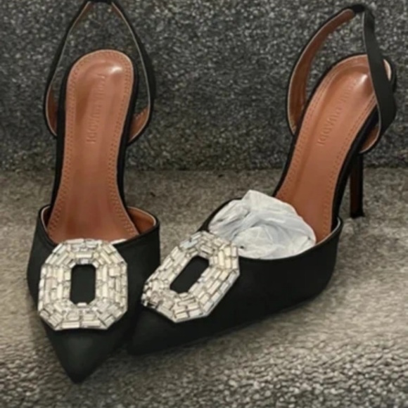 Zara Elegant Black Heels with Silver Accents - Picture 2 of 5